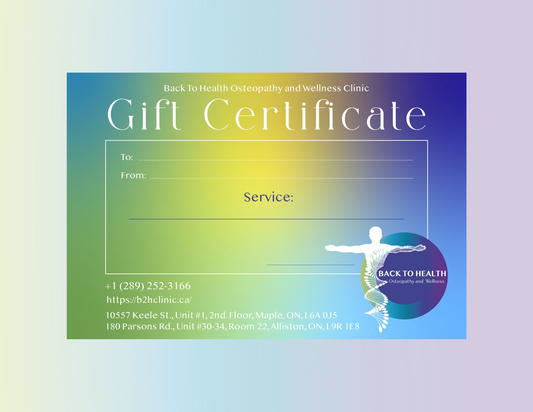 Back to Health Osteopathy and Wellness Gift Card